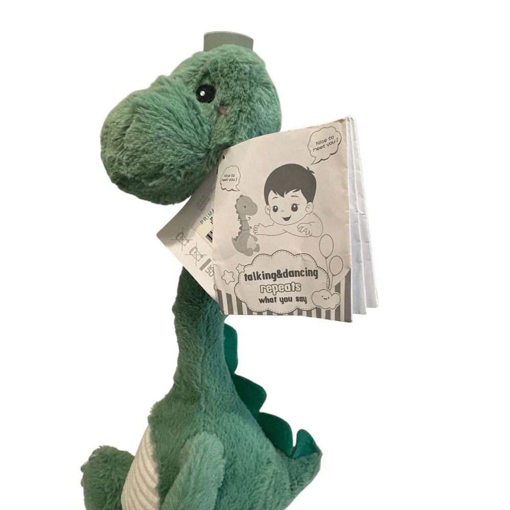 NWT Primark Green White Recordable Dancing Plush Dinosaur Dino Animal Kid Toy